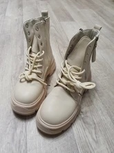 COOTELILI-Botines de punta redonda con cremallera y cordones para mujer, zapatos de moda, antideslizantes, con tacón de 5,5 cm, 2020