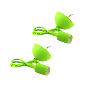 

Pendant plastic lamp holder, colorful pendant lamp with adjustable cable 1 m for E27 green cap {PACK 2}
