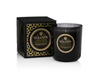 

Aroma candle Voluspa-vervaine olive leaf-verbena and olive leaves