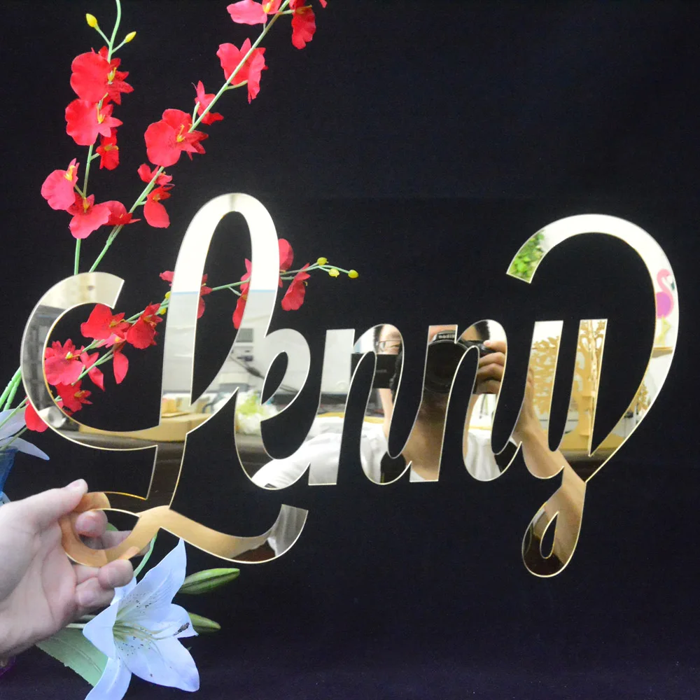 Acrylic Party Decorations Mirror Wall Hanging Sign Mirror Gold Acrylic Nursery Name Sign Choose Your Font Any Name and Character for Party Wedding Wall Decor