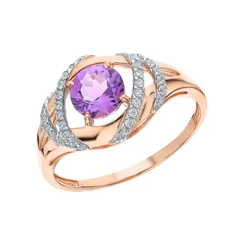

Gold ring with amethyst and cubic zirconia sunlight sample 585