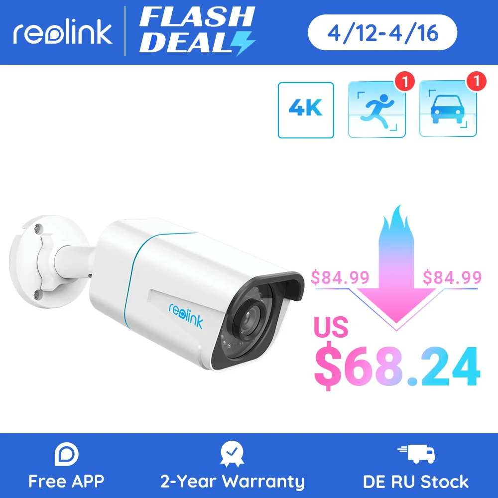Reolink câmera ip inteligente 4k 8mp poe visão noturna infravermelha ao ar livre câmera da bala caracterizada com pessoa/detecção do veículo RLC-810A