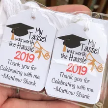 На заказ любой текстовый язык выпускные Ярлыки-Персонализированные спасибо-выпускной Ярлыки-подарочные бирки-Висячие бирки