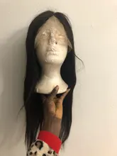 Peluca de malla con división media de 30 pulgadas, cabello humano liso brasileño Remy, prearrancado con pelo de bebé, parte T, 13x1