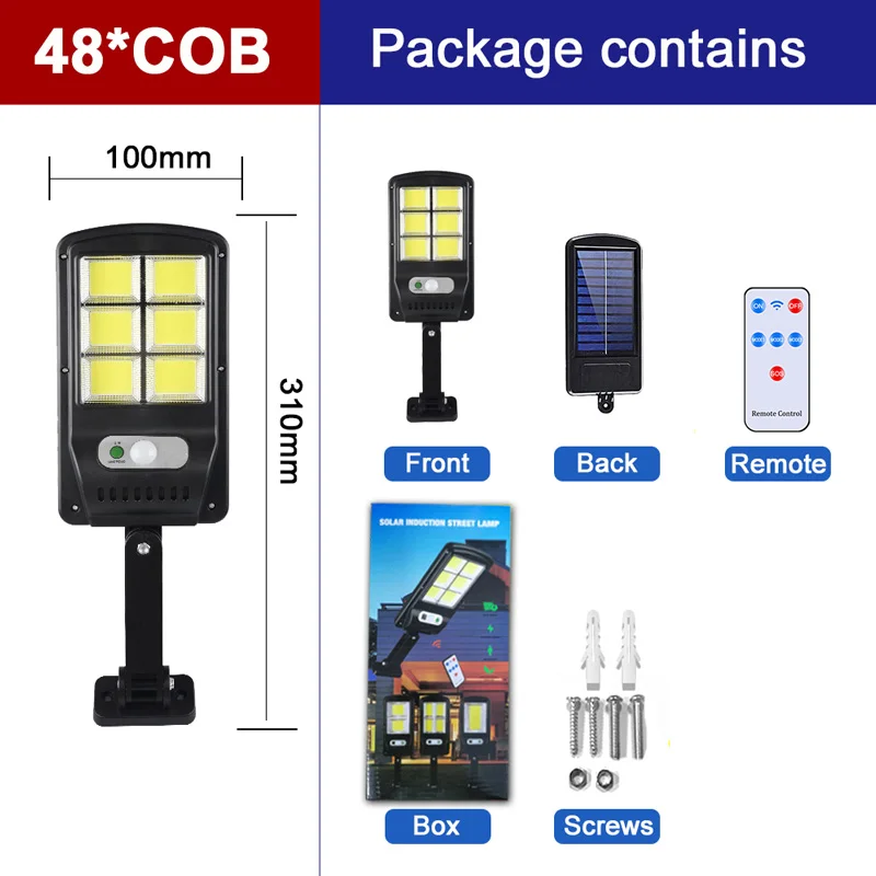 10000Watts 108COB Solar LED Street Light Waterproof Remote Control PIR Motion Sensor Solar Lamp for Garden Security Wall Light solar fence post lights Solar Lamps