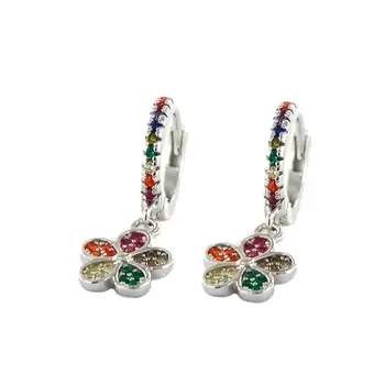 

Earrings Hoops Criollas with Pendant Flower Multicolored