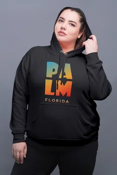 

Angemiel Wear Palm Florida Black Women Hooded Sweatshirt
