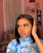 Bob corto peluca recta T malla con división 100% pelucas de cabello humano para las mujeres negras Natural peluca brasileña Remy Pre cierre desplumado pelo