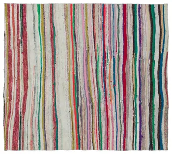 

Handmade Multicolor Vintage English Striped Rug Area Rug 160x180 Cm-5'3''X5'11''