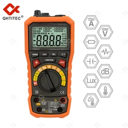 Qhtec – multimètre numérique PM8229, testeur portatif multifonctionnel, voltmètre ammètre, tension claire, affichage LED avec rétro éclairage 