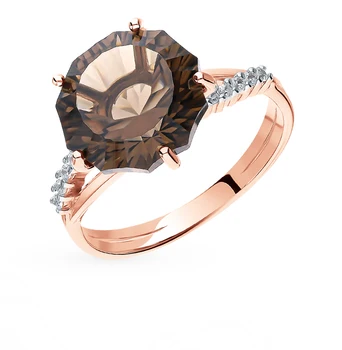 

Gold ring with раухтопазами and cubic zirconia sunlight sample 585