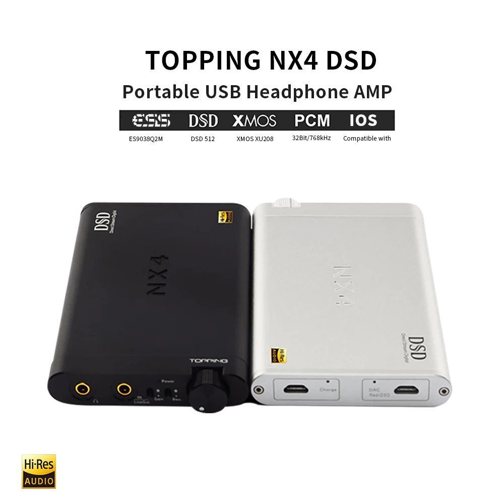 TOPPING NX4 DSD Hifi DAC Headphone Amplifier Audio ES9038Q2M XMOS XU208 USB DAC Headphone Amplifiers Portable Amp