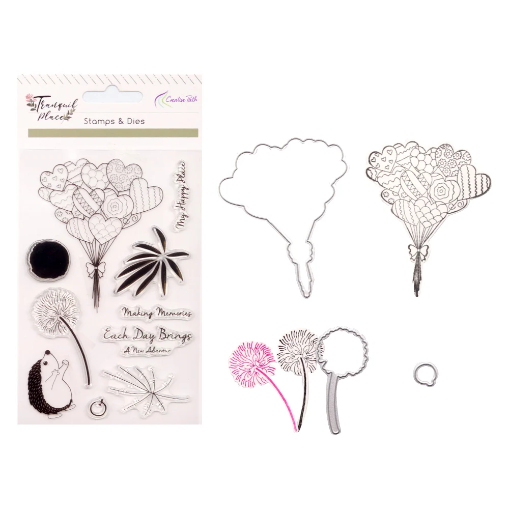 Creative Path Clear Stamps Seals Silicone And Matching Metal Cutting Dies Set For Scrapbooking Cardmaking Journaling Decorations