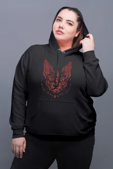 

Angemiel Wear Cosmic Pharaoh Cat Black Women Hooded Sweatshirt