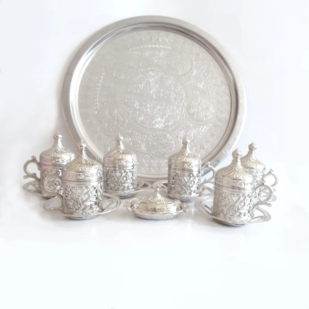 2- 1-Set of 6 Copper Ottoman Turkish Coffee Cups Set Turkish Coffee Gift Made in Turkey Arabic Coffee Set Tea Cups Set Espresso Turkish Coffee Set