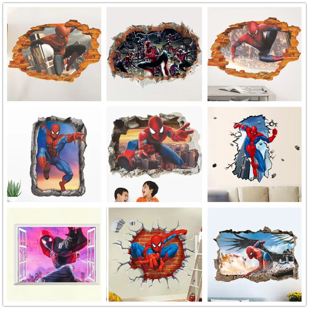 Cool Spider-Man Spider Decorative Wall Stickers for Room Decoration Teenager PVC Vinyl Sticker Mural Office Anime Decor Nursery images - 6