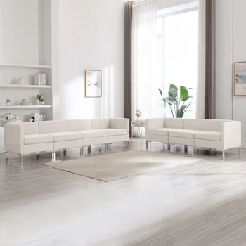 

Sofa Set 7 PCs fabric cream sofas