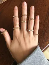 IPARAM-Conjunto de anillos de unión para mujer, de cristal geométrico, dorado, Vintage, bohemio, luna y estrella, diseño de personalidad, conjunto de anillos, regalo de joyas de fiesta