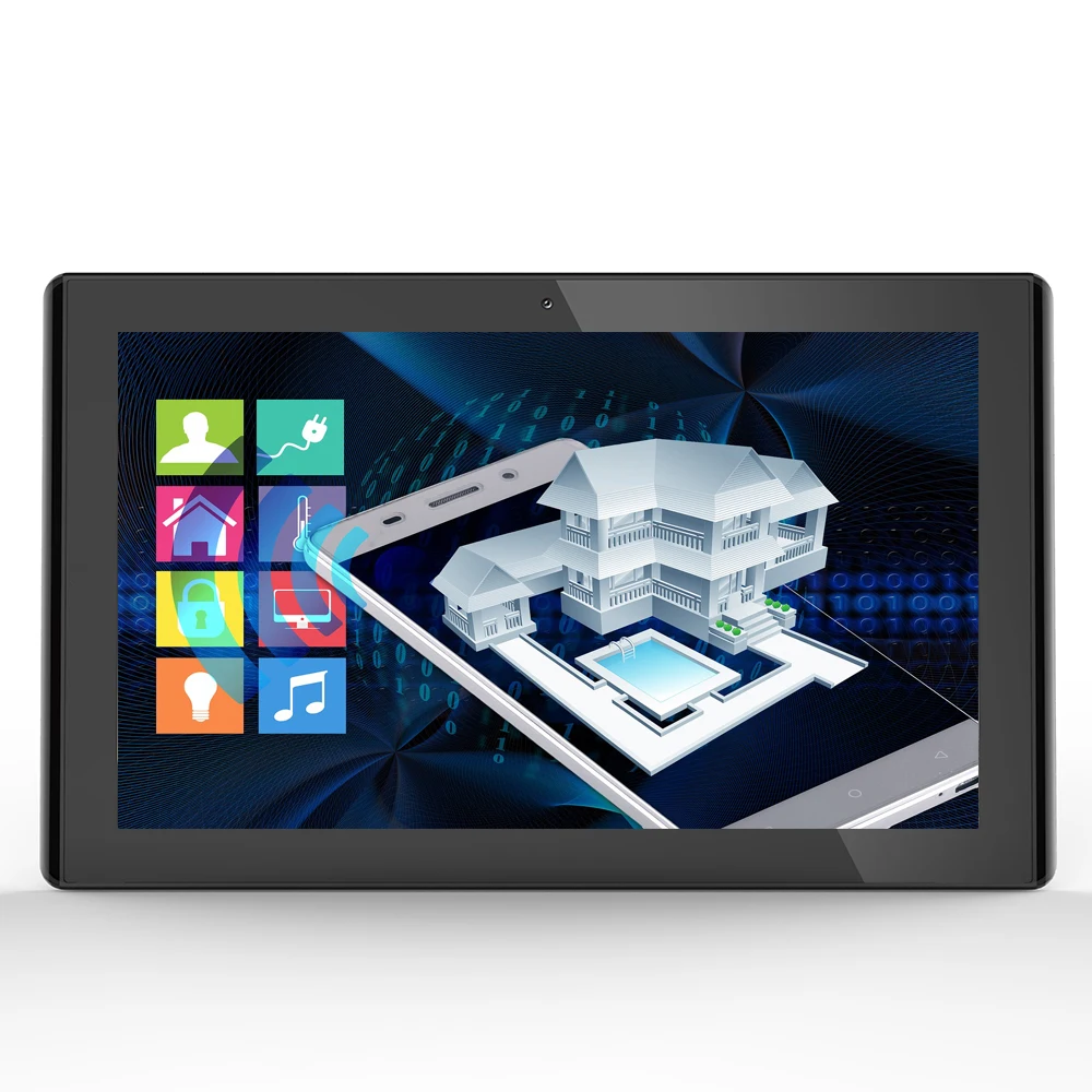 10 inch PoE Android tablet pc flush wall mounted in black (RK3288, 2GB DDR3, 16GB flash, wifi, Ethernet, BT, VESA 75*75mm)