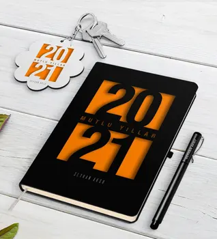 

Personalized 2021 Happy birthday Black Notebook Pen and Keychain Gift Seti-7