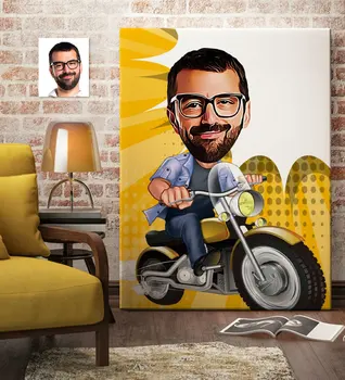 

Personalized Men Biker Cartoon Canvas Table (70x100 cm.) 1