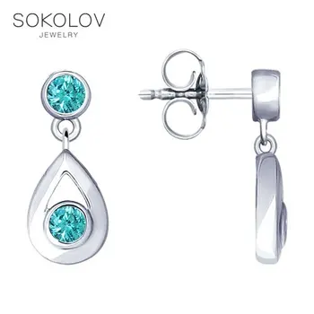 

SOKOLOV Silver drop earrings with stones with cubic zirconia fashion jewelry silver 925 women's/men's, male/female, long earrings, women's male