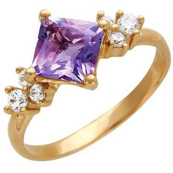 

Esthete ring with amethyst and cubic zirconia in red gold