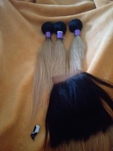 Bobbi Collection-mechones con cierre de encaje, cabello humano Remy, tejido liso, barato, negro, marrón, Rubio degradado, 200 g/set, 3 uds.