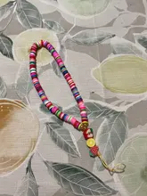 Go2Boho-cadena para la muñeca para mujer, soporte para teléfono, cadenas telefónicas de playa, correa de fruta, arcilla polimérica colorida, cordón de cuentas Heishi