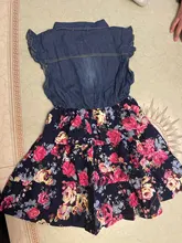 Vestido vaquero Floral para niñas, ropa informal de manga corta con cinturón para fiesta de verano