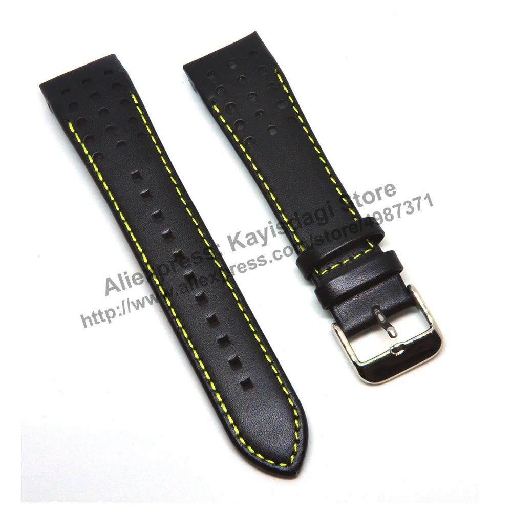 21mm Black Leather Watch Band Strap Compatible Seiko Sportura 7T62-0KV0 - SNAE67P1 , 7T62-0LA0 - SNAE97P1 , V172-0AS0 - SSC273P9