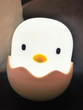 Luz Led nocturna para niños, lámpara de silicona suave recargable por USB, decoración de dormitorio, regalo, noche de pollito de Animal, sombra de Luna