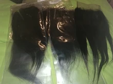 Extensiones de pelo peruano con malla, accesorio capilar liso de 2x6 con cierre de encaje y nudos blanqueados, Color Natural Remy