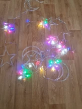 Lights Curtain-String Moon-Lamp Window-Decor Christmas Garland Fairy Icicle-Star LED