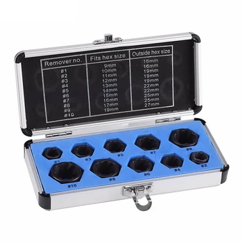 

10Pcs Damaged Bolt Nut Screw Remover Extractor Removal Set Nut Removal Socket Tool Threading Hand Tools Kit With Box Dropship