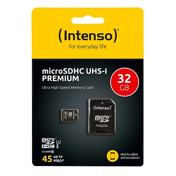 Карта памяти Micro SD с адаптером INTENSO 34234 UHS-I Premium Black