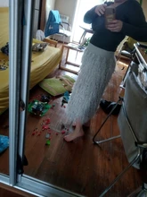 Crochet Skirt Feather-Sweater A-Line Midi Grey Long Designer High-Waist Fashion Women