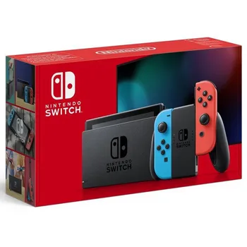 

Nintendo switch red & blue v1.1 console + base + 2 joy-con + 2 straps for controls + support + hdmi + cable