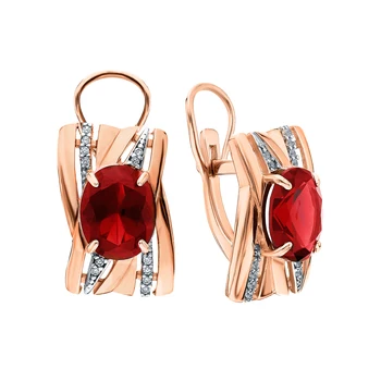 

Silver earrings with nanocrystal, cubic zirconia and Garnet sunlight sample 925