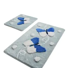 Коврики для ванной нескользящие Противоскользящие коврики противоскользящие Mari Blue 2'Li набор 60X100 см-50X60 см
