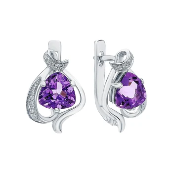 

Silver earrings with amethyst and cubic zirconia sunlight sample 925