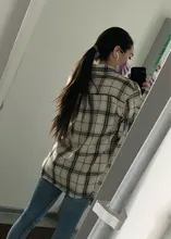 Plaid Shirts Blouses Oversized Women Top Long-Sleeve Blusas Loose Casual Cotton Ladies