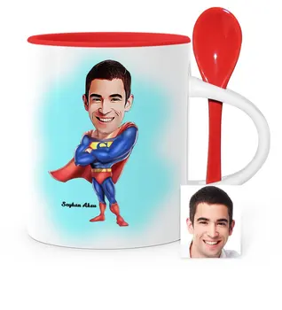

Personalized Superman Cartoon Red Spoon Mug Cup-1