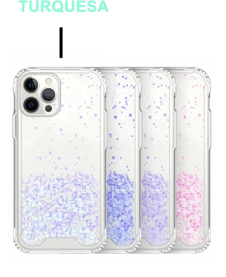 Funda de silicona para el iPhone 13 Mini con purpurina y cuerda - Dealy