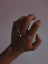 Punk Hip-Hop Cruz anillo de plata Chapado en Color Retro Cadena de dedo anillo de joyería ajustable regalo para Unisex anillo partido anillos