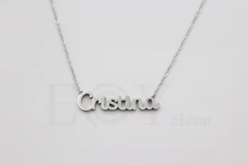

Collar De Acero Inox Con Nombre De Cristina Color Plata Alta Calidad Envió Desde España