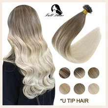 Pleine brillance U pointe Extensions de cheveux Fusion cheveux Balayage couleur kératine colle perles précollées Extensions de cheveux humains 50g Machine Remy