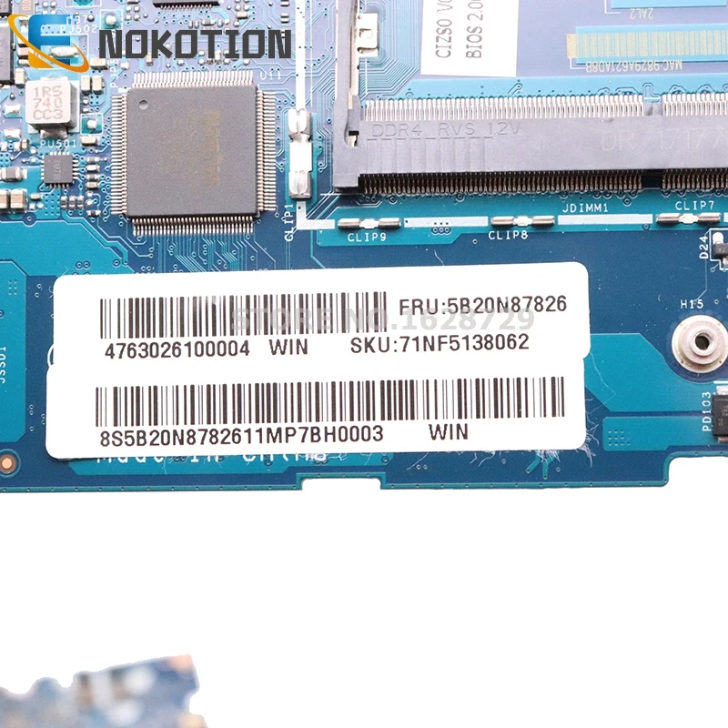 Greatest  NOKOTION for Lenovo 720s-14ikb Laptop Motherboard CIZVO S0 LA-E581P 5B20N79851 5B20N87826 SR342 I5-