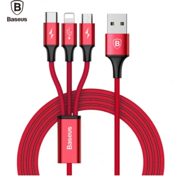 Кабель для зарядки и синхронизации Baseus Rapid 3A 1.2 m(Красный