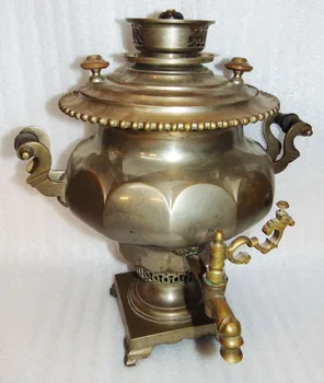 

Samovar antique. Shape: Vase with faces. Material: nickel plated brass. Volume: 5 liters. Country